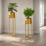 Modern Gold Plant Stand with Planter | 21 × 7 Inch | Indoor Home Décor