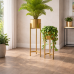Gold Metal Plant Stand with Pots Set for Indoor Home Décor 🌿